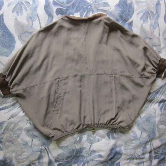 Fay Silk Dolman Sleeve Jacket Zip Front Tan Cuffed Short Sleeve Made in Italy - Picture 14 of 16